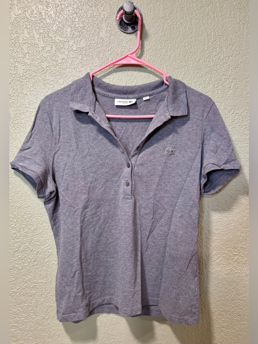 Lacoste Slim Fit Grey Polo with Crocodile Emblem